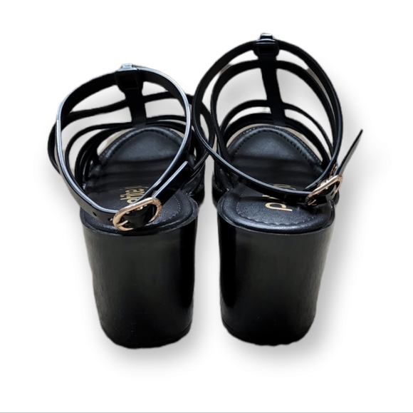 Petite Jolie Strappy Jelly Sandals Block Heel Shoes Black 9 NEW NWOT - Picture 4 of 7